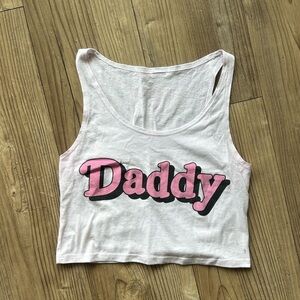 Call Her Daddy White Tank Top with Pink 'Daddy' Graphic